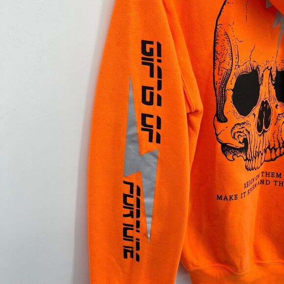 Gifts of Fortune Reign Orange Thunderstorm Skull Hoodie Men's S - Picture 7 of 10